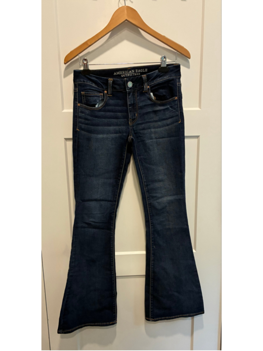 American Eagle Boho Flare Jeans Size 6 Dark Blue